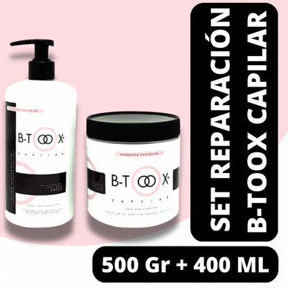 Set Reparación Cabello: Shampoo + Crema Capilar B-toox ambos con Ácido Hialurónico Keratina Bellemer