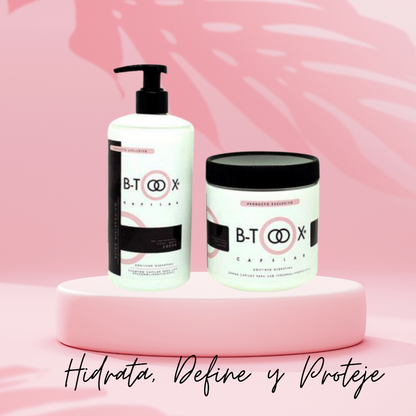 Set Reparación Cabello: Shampoo + Crema Capilar B-toox ambos con Ácido Hialurónico Keratina Bellemer